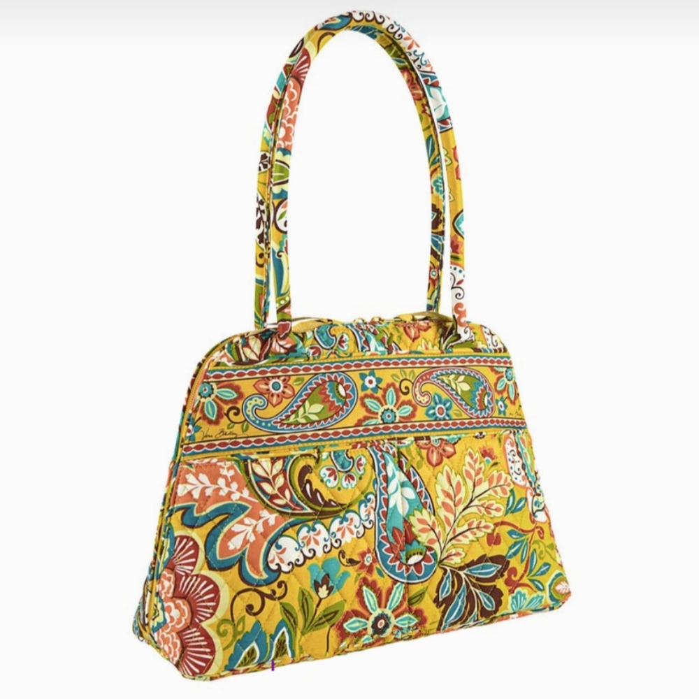 RARE Vera Bradley Bowler Satchel Purse in Yellow Provencal multicolor floral